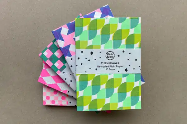 2 Riso Printed Notebooks Acid Green/Mint